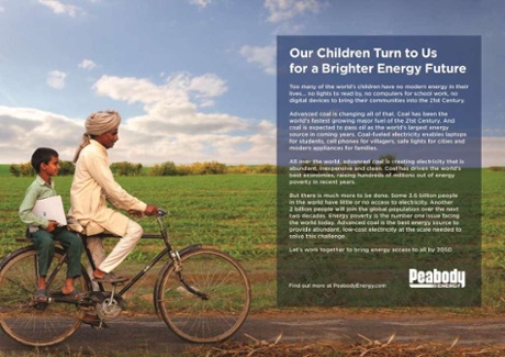 Peabody advert that Britain's Advertising Standards Authority asked Peabody to withdraw because it was misleading.