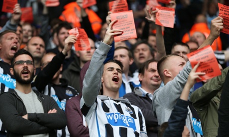 Newcastle fans protest.