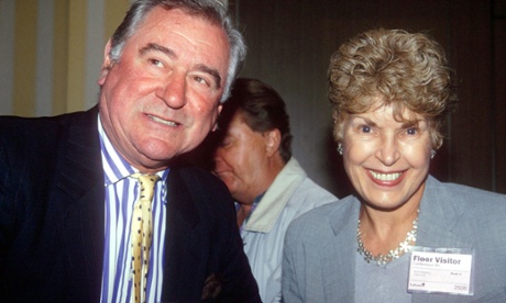 Ruth Rendell and the actor George Baker, who played DCI Wexford, at the 1995 Labour party conference.
