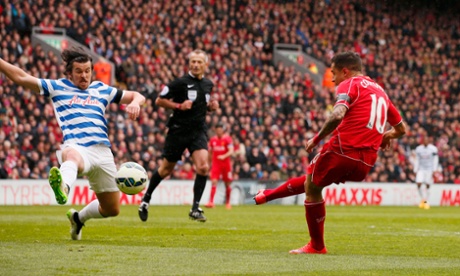 Liverpool's Philippe Coutinho curls in the opening goal of the game ...