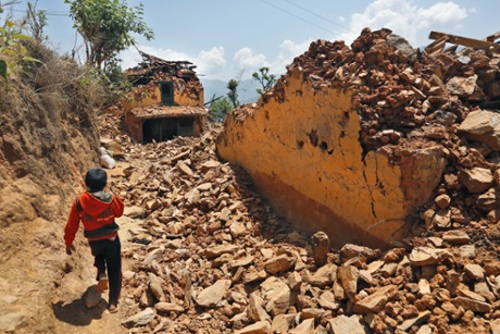 A Nepalese in Pauwathok, a village in Nepal's Sindhupalchok district.
