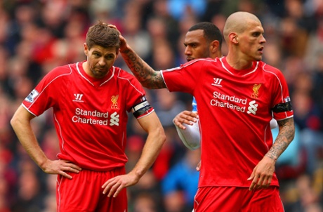 Steven Gerrard is consoled by Martin Skrtel after missing his penalty.