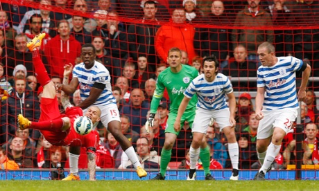 Liverpool's Martin Skrtel is fouled by Nedum Onuoha and a penalty is awarded to Liverpool and a yellow card to the QPR player