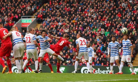 Steven Gerrard scores with a header.