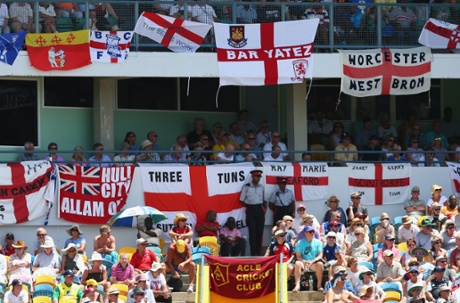 The mass support of England in the Hewitt and Inniss Stand.