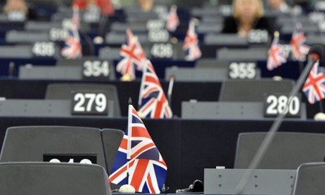 Union flags at the European parliament, in Strasbourg, France.