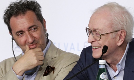 Caine and the director, Paolo Sorrentino, at the press conference.