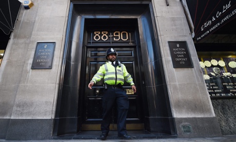 A police officer in Hatton Garden, London