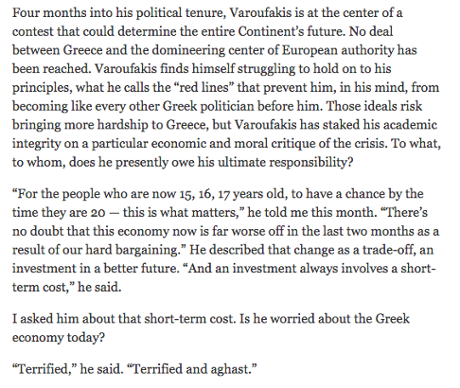 Yanis Varoufakis profile in the NYT