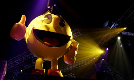 Namco uses a happy-looking Pac-Man on its stand at the E3 convention, Los Angeles, in 2005.