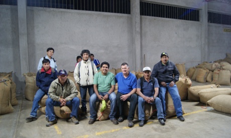 John Steel, CEO of Cafedirect, third from right with a producer group in Peru. 