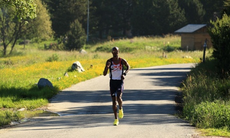 Mo Farah on a training run in Perpignan, France.