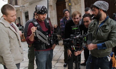 Benson and Moorhead on set.