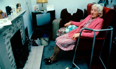 Elderly woman during a spell of cold weather in Co Durham, England.