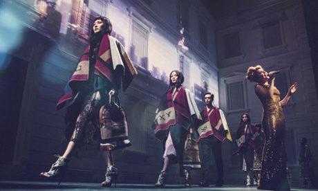 Models walk the runway as Paloma Faith sings during the Burberry brings London to Shanghai event last year.