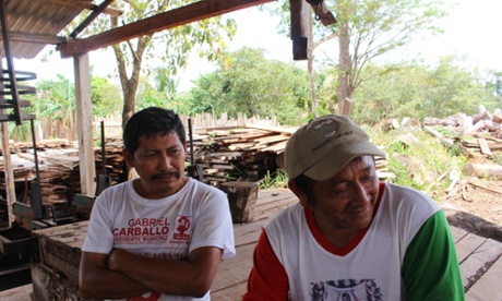 Antonio Puc Chan and Basilio Rivas Caviela explain how wood products are produced at Petcacab’s mill.