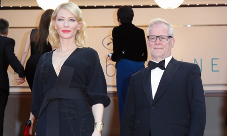 Thierry Frémaux with Cate Blanchett at the premiere of Sicario.