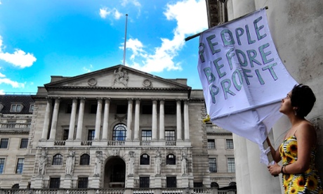 Protesters from the Occupy London movement in front of the Bank of England in 2012. 