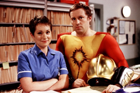 Emily Joyce as Janet and Ardal O'Hanlon as Thermoman, BBC1