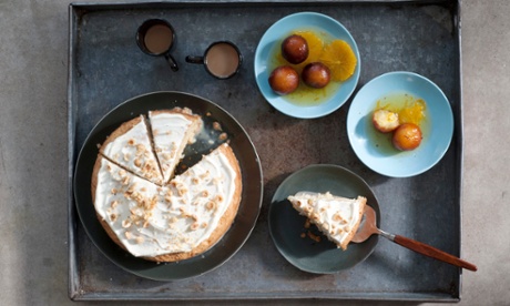 Milk desserts from opposite sides of the planet: a Mexican torta des tres leches (left) and the spicy doughballs known in south Asia as gulab jamun.