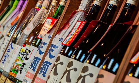 Sake bottles in a sake brewery, Takayama, Gifu Prefecture, Japan