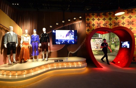 The group's Waterloo costumes on show at Stockholm's ABBA museum.