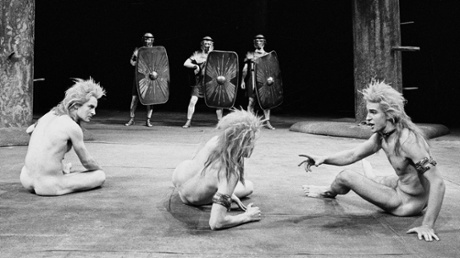 Roger Gartland, Greg Hicks and Michael Fenner in The Romans in Britain at the National.