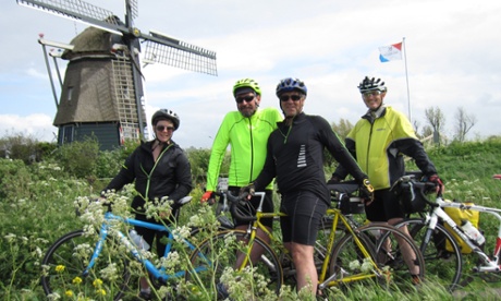 Wind in their sails … Rachel Dixon and fellow cyclists on the final stage of their dide