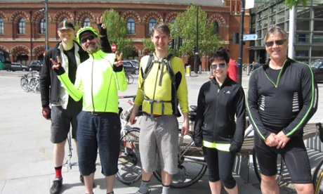 Rachel Dixon's cycling group prepares to set off from King's Cross