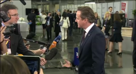 David Cameron arriving at the Riga summit, 22 May 2015