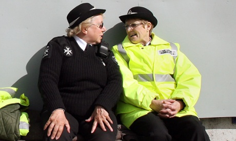 St John's Ambulance volunteers chatting.