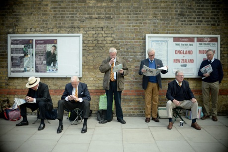 MCC members queue outside Lord's ahead of day two.