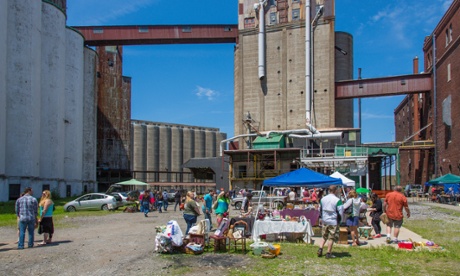 Old silos are a backdrop for popular Buffalo flea markets.