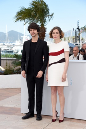 Ben Whishaw and Angeliki Papoulia at a photocall for The Lobster at Cannes film festival.