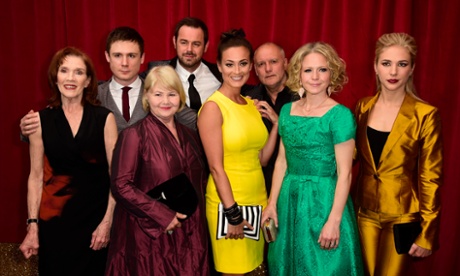 Albert Square's winners… Linda Marlow, Danny-Boy Hatchard, Danny Dyer, Annette Badland, Luisa Bradshaw-White, Karl Howman, Kellie Bright and Maddy Hill attending the British Soap Awards