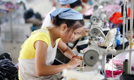 A worker in a Chinese clothing factory