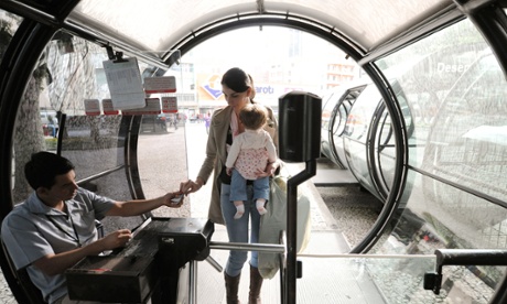The revamped station design enabled faster boarding through multiple doors, and fares are exchanged before entering the station.