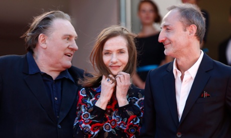 Gérard Depardieu,  Isabelle Huppert and director Guillaume Niclouxat the Cannes screening of Valley of Love.