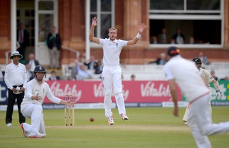 England's Stuart Broad shows his frustration during the final over.