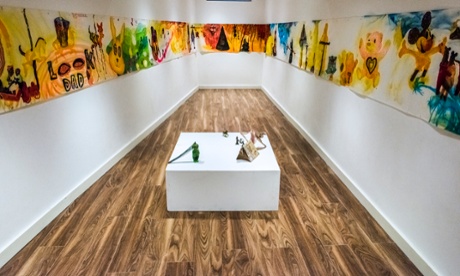 Andrew Foster's 75ft scroll painting at his Labour of Love exhibition in Camden Image Gallery.