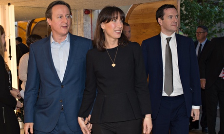 On a roll? David and Samantha Cameron and chancellor George Osborne.