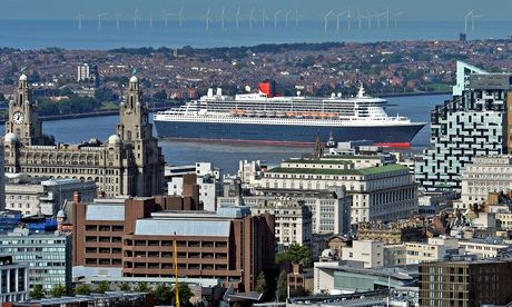 The Cunard liner Queen Mary 2 in Liverpool.