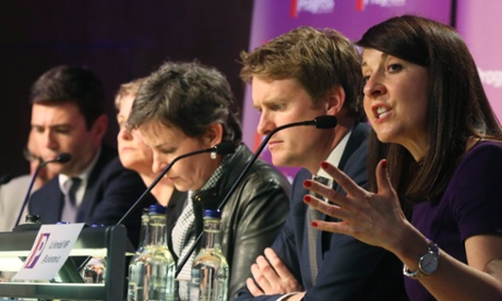 New face of Labour? Prospective leaders Andy Burnham and Yvette Cooper, left, and Liz Kendall, right, alongside Mary Creagh and Tristram Hunt.