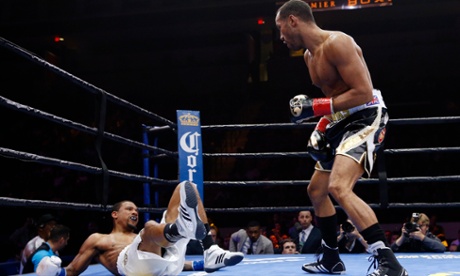 James DeGale knocks down Andre Dirrell in round two