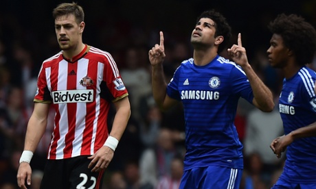Diego Costa celebrates after scoring.