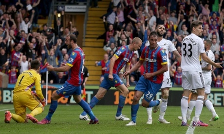 Crystal Palace's Marouane Chamakh , no 29, celebrates scoring his side's first goal.