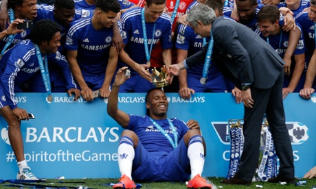Didier Drogba takes centre stage at his final game after Chelsea celebrate with the Premier League trophy following their win over Sunderland.