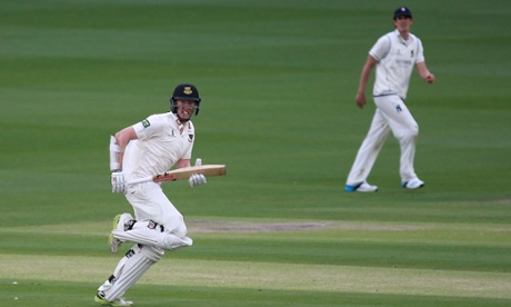 Sussex batsman Luke Wells sprints for a single against Warwickshire.
