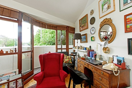 The living room of the home on Gillespie Road has a balcony