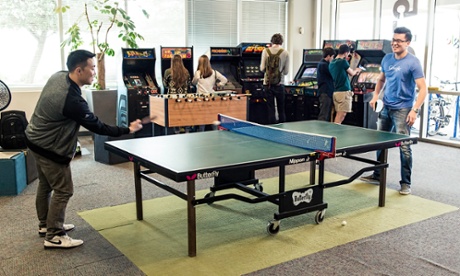 Google's Mountain View complex has a number of play areas with table tennis, video games and table football.